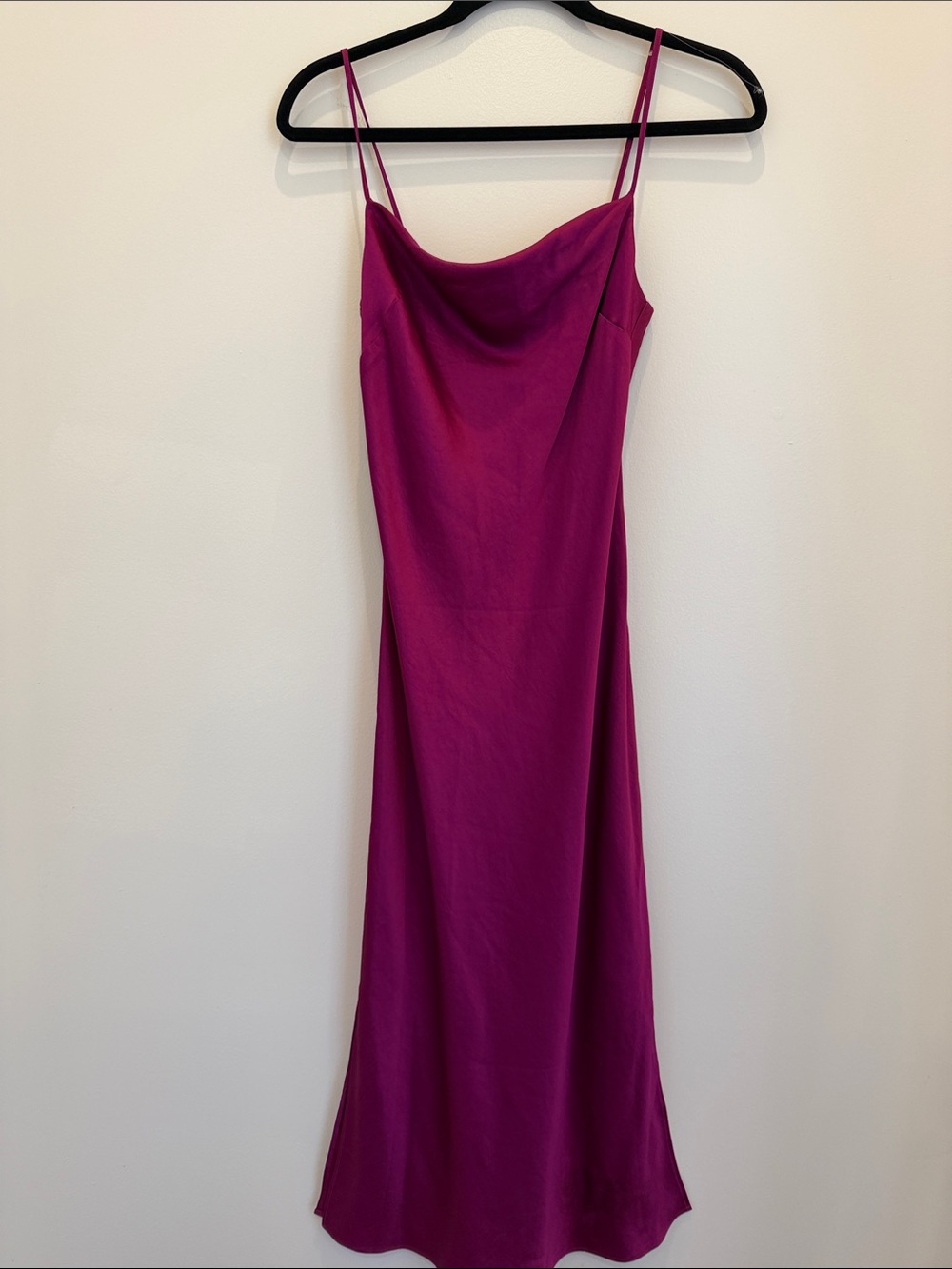 Express Magenta Slip Maxi Dress with Cowl Neck